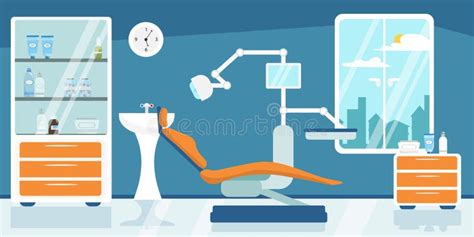 Vector Illustration of Modern Interior Dentistry Room. Cartoon Interior ...