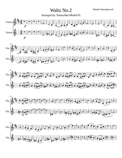 Waltz no.2 Shostakovich 2 violins Sheet music for Violin | Download ...