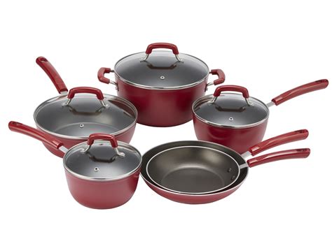 Mainstays Non-Stick Red Cookware Set, 10 Pieces – Walmart Inventory ...