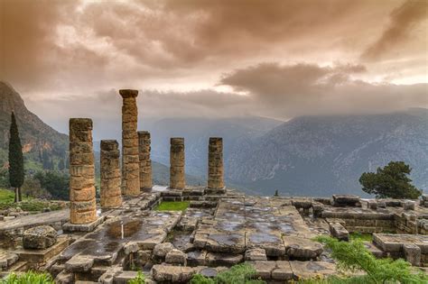 Delphi ruins – Located on Mt. Parnassus near the Gulf of Corinth ...