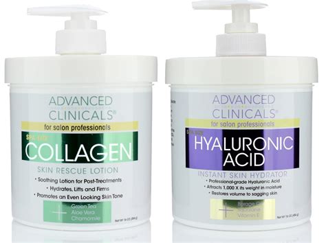 Advanced Clinicals Collagen Cream and Hyaluronic Acid Cream Set ...