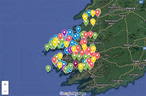 A Map of Kerry With Attractions Plotted