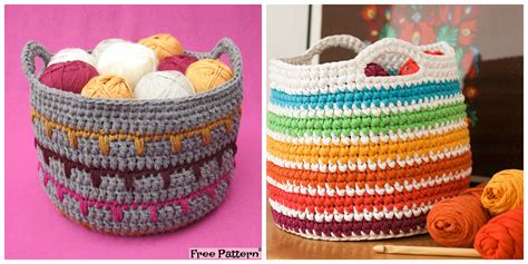 Crochet Spike Stitch Basket - Free Pattern - DIY 4 EVER