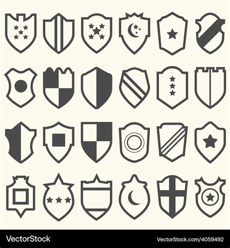 Set of shield icons with symbols Royalty Free Vector Image