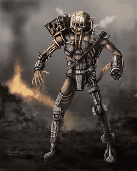 Cyborg art Steampunk, Cyborg, painting, weapon, action Figure png | PNGWing