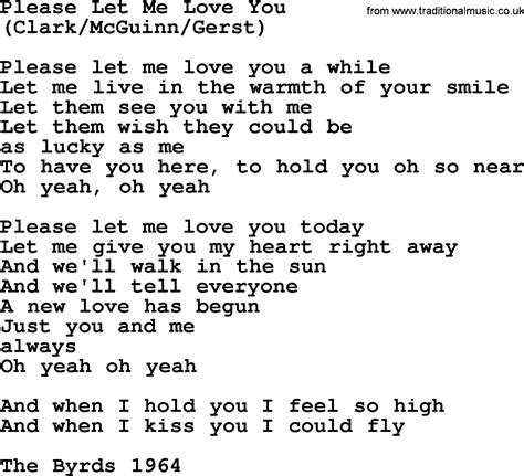 Please Let Me Love You, by The Byrds - lyrics with pdf