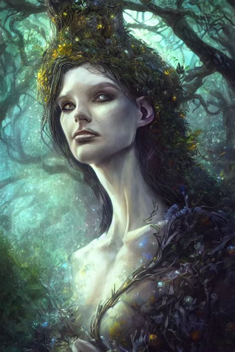 portrait of a dryad, fantasy painting, dryad priestess | Stable ...