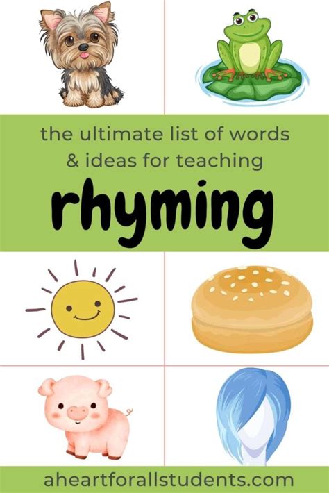 Teach Kids to Rhyme and Read with a Rhyming Words List - A Heart For ...