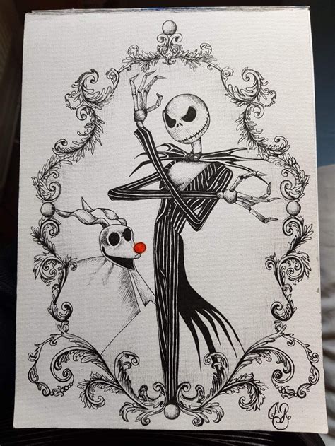 Jack Skellington And Zero Drawing