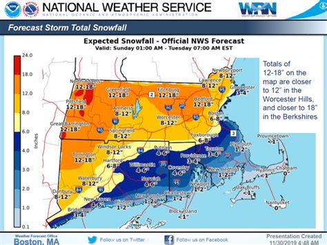 Snow forecast across area; up to 18 inches in northern Massachusetts ...