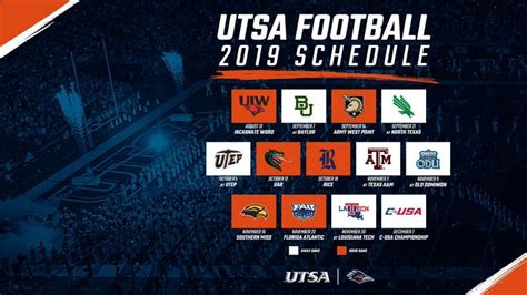 2019 UTSA Football Schedule | Football, San antonio, Schedule