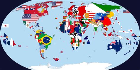 WW2 World Map With Flags And Names