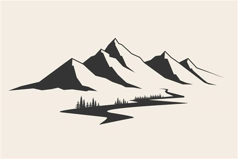 Mountains vector.Mountain range silhouette isolated vector illustration ...