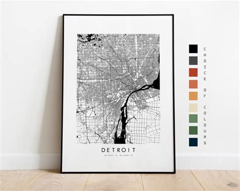 Detroit Map Print City Map Poster Map Art Map Wall Art - Etsy