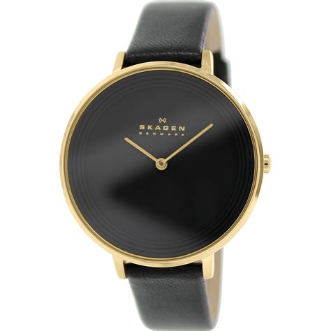 Skagen Women's Black Ditte Dress Leather Band Watch SKW2286 - Walmart.com