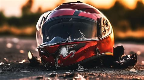 Premium AI Image | A safety helmet motorbike crash by accident