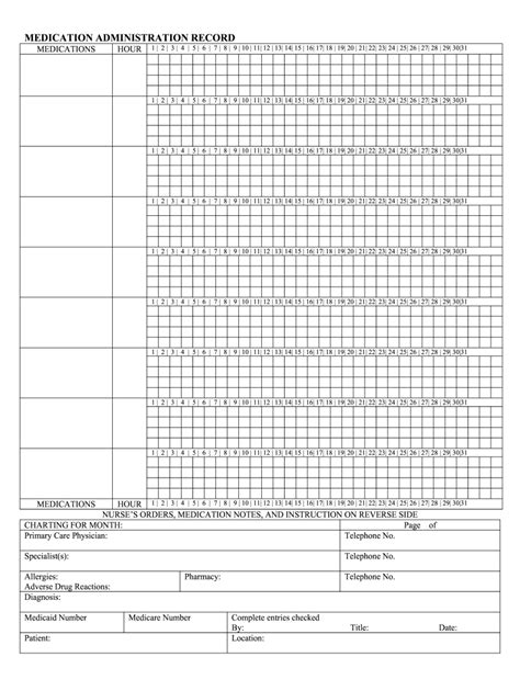 Printable Medication Administration Record Template Word - Fill Online ...