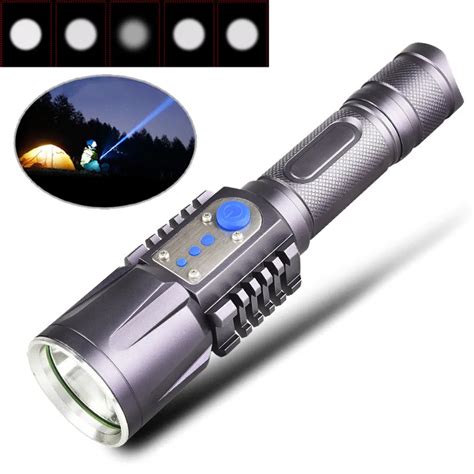 XM L2 1200LM Rechargeable LED Flashlight Power Bank Torch Light with ...