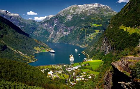 Góry, Statki, Fiord Geiranger, Norwegia