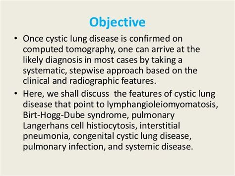 Cystic lung disease; Stepwise approach to diagnosis