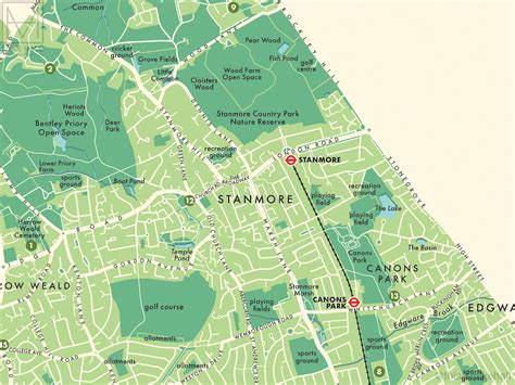 Harrow (London borough) retro map giclee print – Mike Hall Maps ...