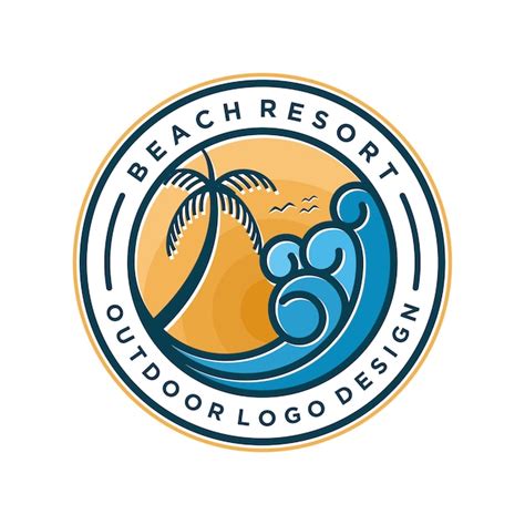 Premium Vector | Beach resort logo minimal design