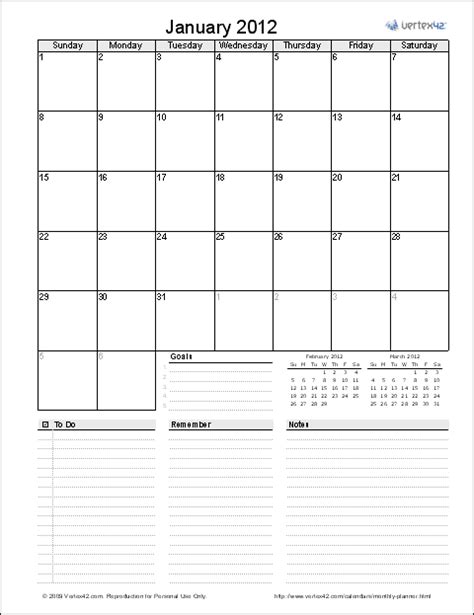 Monthly Planner Template - Free Printable Monthly Planner for Excel