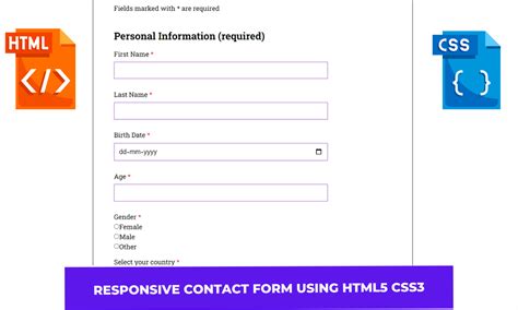 Responsive Contact Form Using HTML and CSS (Source Code)