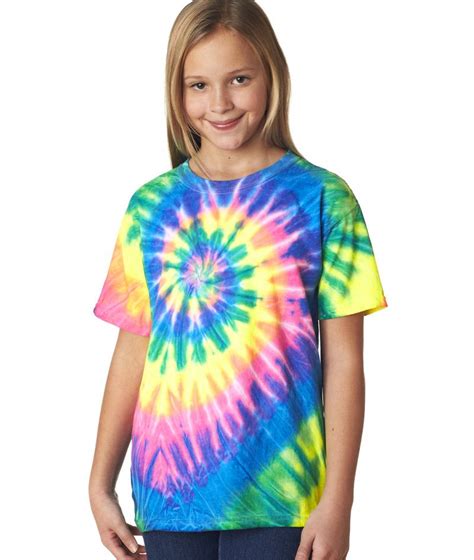 69B Dyenomite Tie-Dye Youth Neon Pigment-Dyed Spiral Rainbow Tee | Tie ...