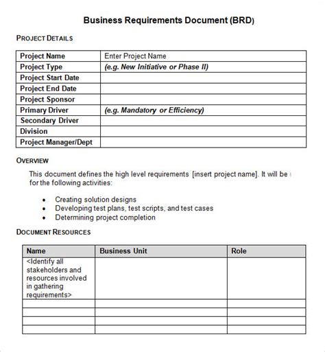 Sample Business Requirements Document - 6+ Free Documents In PDF, Word