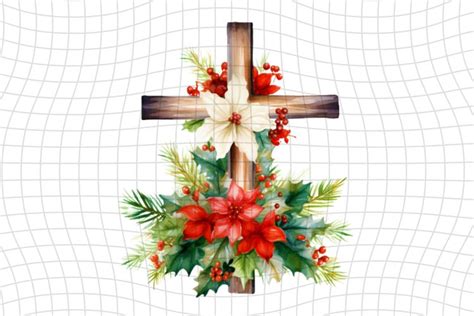 Christmas Cross- Watercolor Clipart - PNG Design