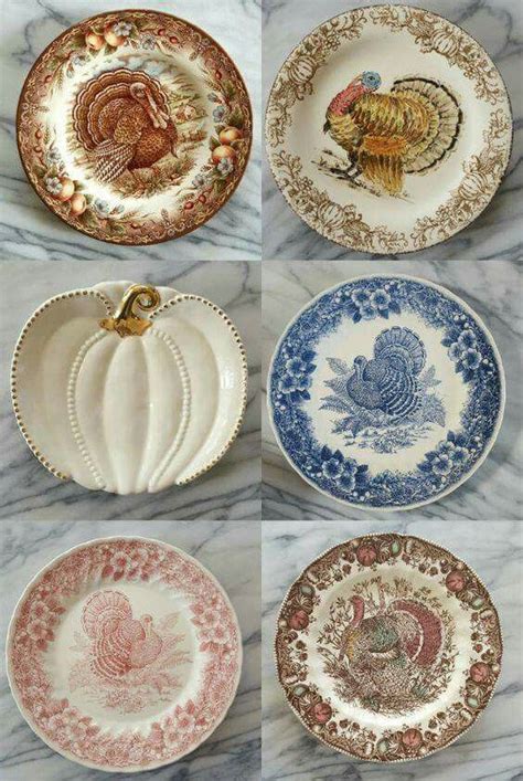 A variety of new and vintage turkey dinner and salad plates for ...