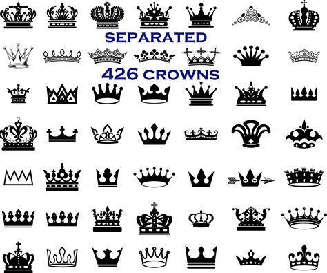 Beautiful King Crown Clipart Black & White Crowns - Etsy Ireland