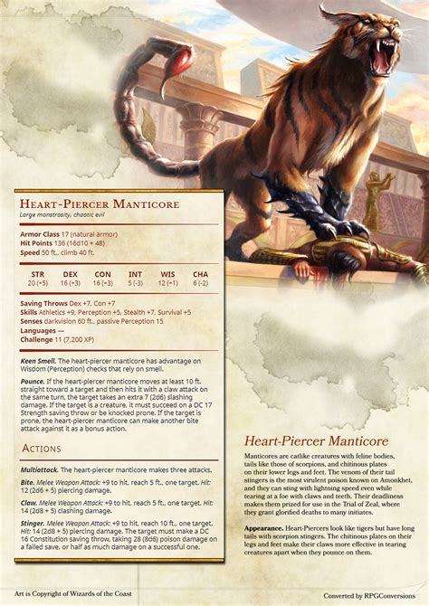 Heart-Piercer Manticore | D&d dungeons and dragons, Dungeons and ...