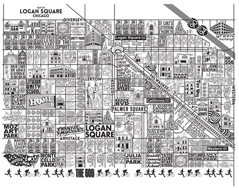 Logan Square Map: Chicago Art Prints for Sale — Joe Mills Illustration