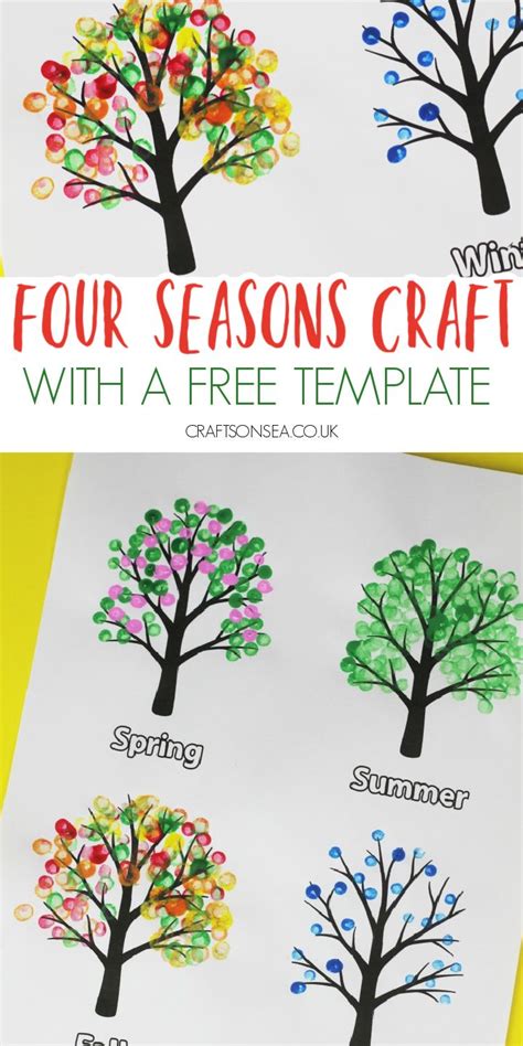 Four Seasons Tree Craft (FREE Template) - Crafts on Sea | Preschool ...