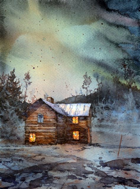 Cabin Watercolor at GetDrawings | Free download