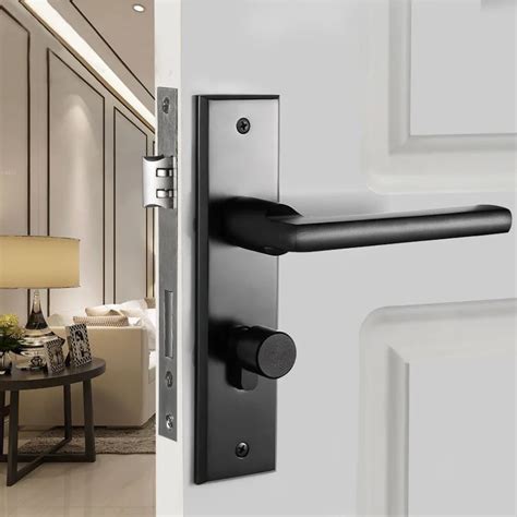 Black panel door locks modern minimalist bedroom door door lock handle ...