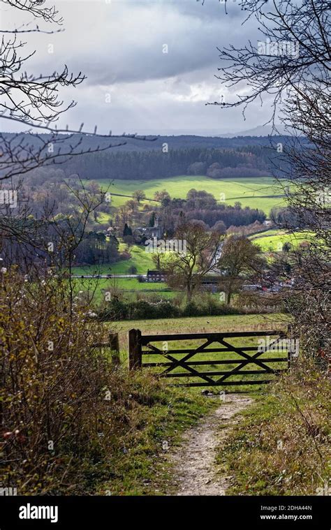 The view of the Surrey countryside from the North Downs near Albury on ...