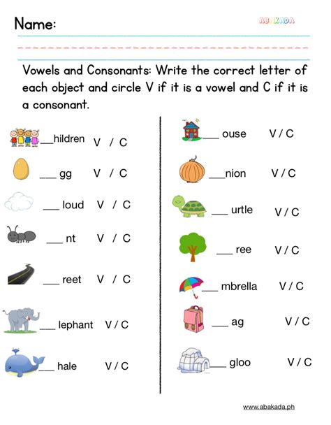 Vowels And Consonants Worksheets For Grade 1 - Free Printable Templates