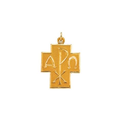 14kt Yellow Gold 24.5x22mm Alpha Omega Cross Pendant | The Catholic Company