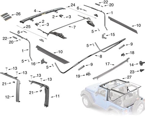 Jeep Wrangler JK Soft Top Hardware Parts Jeep Wrangler Soft Top, Jeep ...