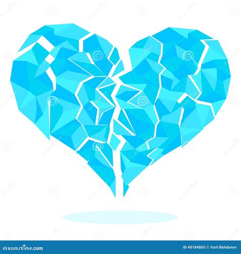 Icy Heart Split Fragments Isolated on White Background Stock Vector ...