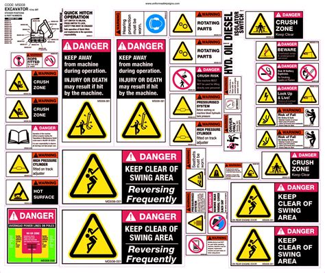 Machinery Sticker Sets Excavator 13 to 35T (37 Decals) Signs