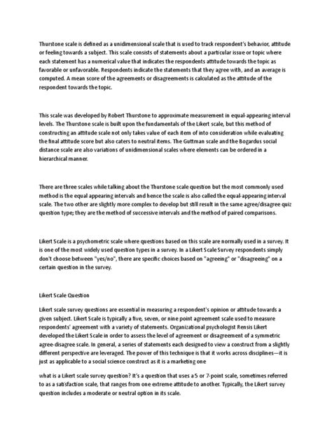 Thurstone Scale-WPS Office | PDF | Likert Scale | Attitude (Psychology)