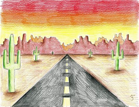 Landscape Drawing Easy, Desert Landscape Art, Fantasy Landscape, Art ...