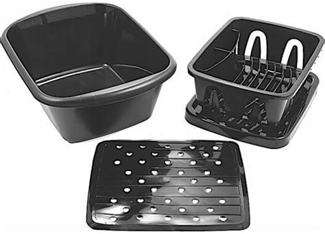 Camco Sink Kit W/Dish Drainer Dish Pan & Sink Mat Black #CMC-43518 - Rv ...