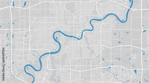 River map vector illustration. North Saskatchewan river map, Edmonton ...