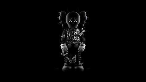 Kaws black Wallpaper 4K, Kaws figure, Black background