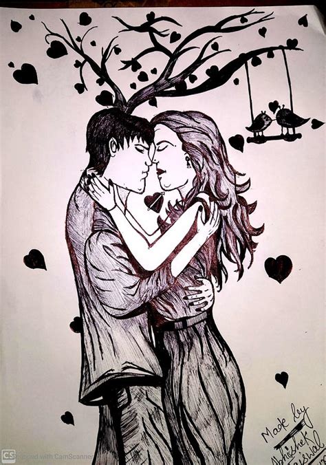 Romantic couple Drawing by Abhishekjaiswal | Fine Art America